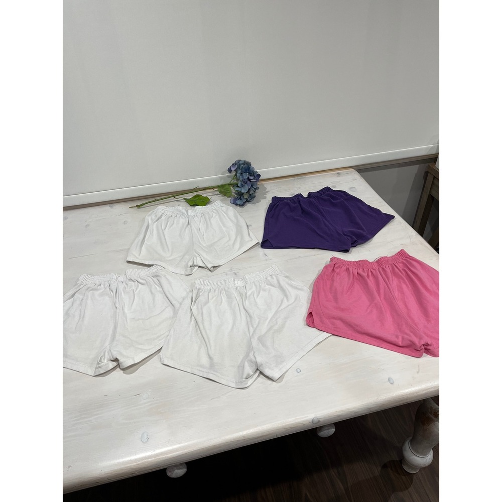 Womens Soffe Shorts Medium‎ Lot of 5 White Pink Purple Elastic Waist Athletic